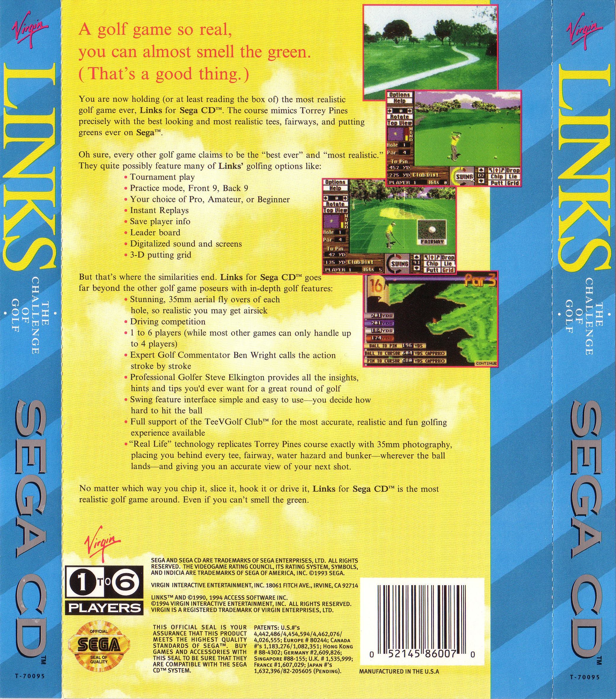 Links - The Challenge Of Golf (U) Back Cover